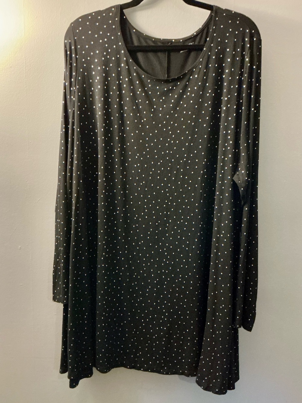 Lane Bryant Black White Polka Dot Swing Tunic Top 22/24 Plus Size Stretch